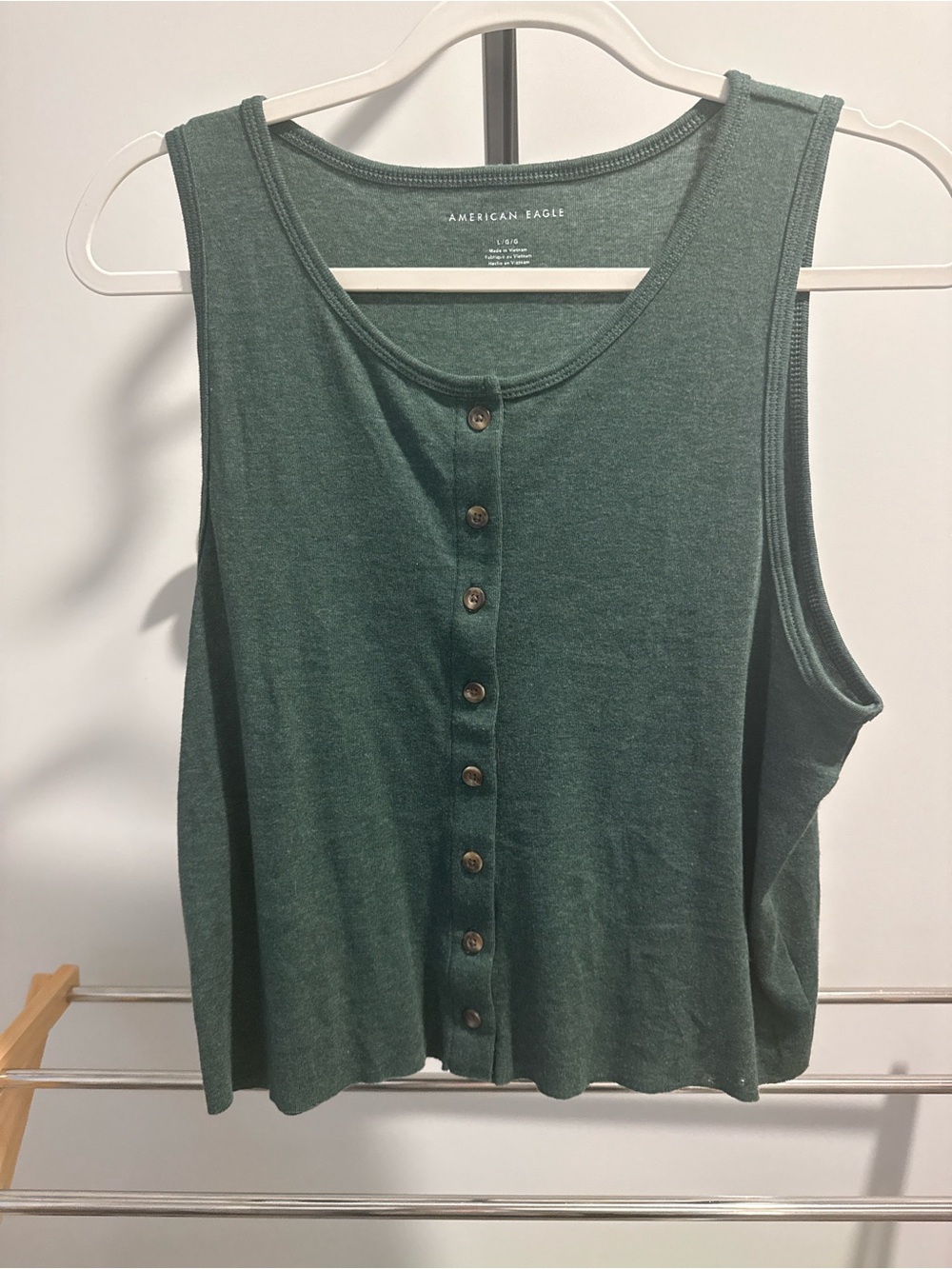 American Eagle Outfitters Forest Green Button-Front Tank